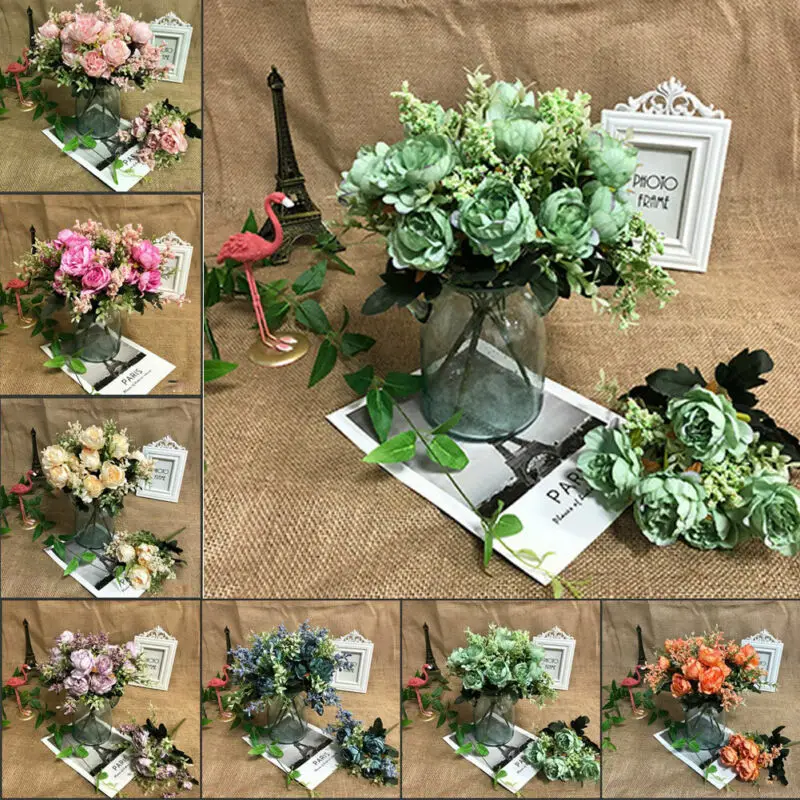 Искусственные цветы для украшения роза пион Шелковый маленький букет вечерние