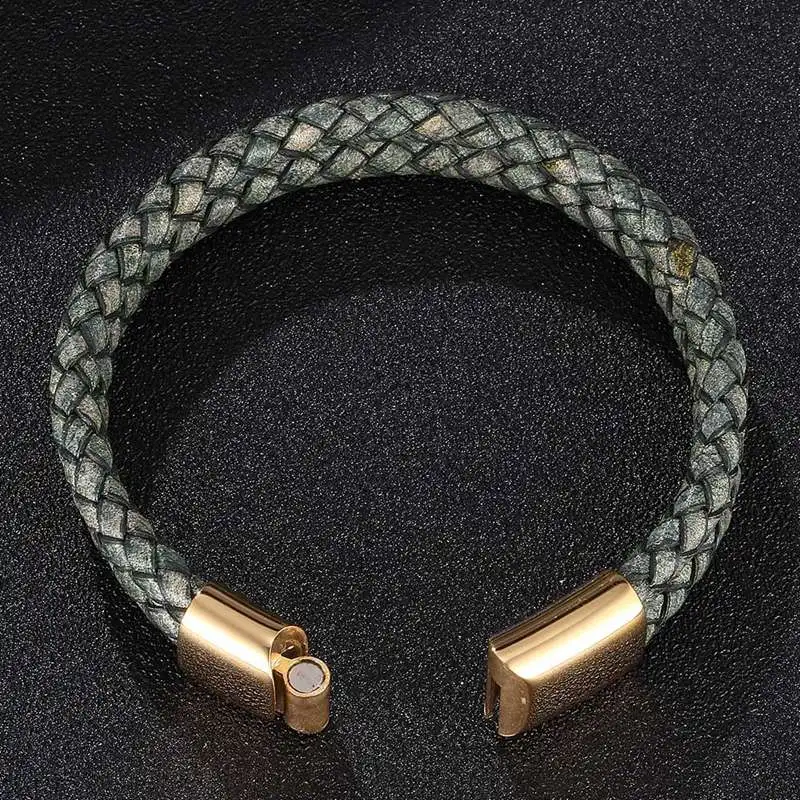 Мужской браслет с двойной оплеткой из нержавеющей стали | Украшения и аксессуары