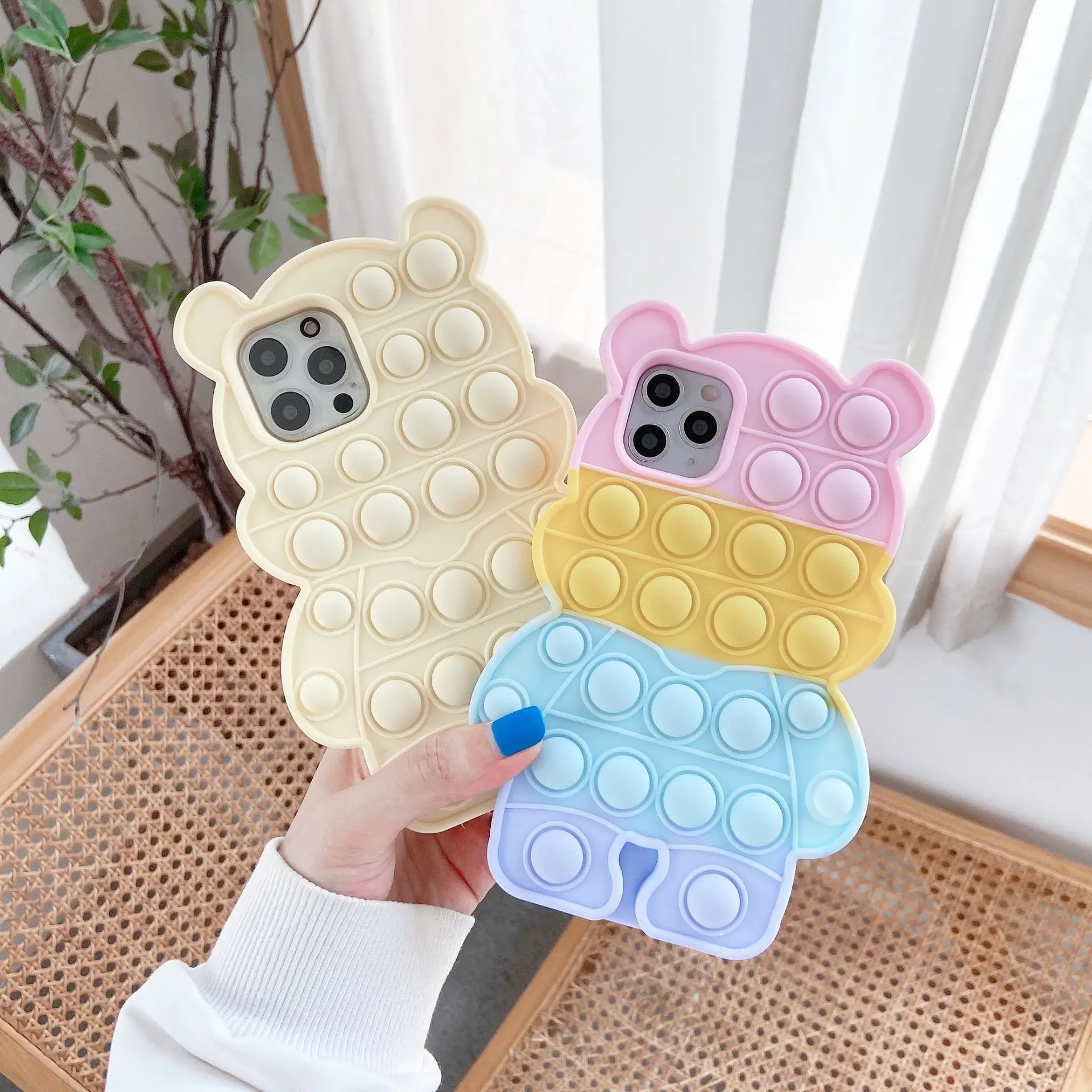 

3D Cute Relieve Stress Fidget Toys Push It Bubble Phone Case for IPhone 11 12 Pro Max 6 6s 7 8 Plus X XR XS Soft Silicone Cover