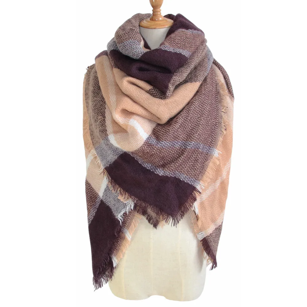 Кашемировый дизайнерский вязаный женский шарф на весну и зиму 2020 клетчатые