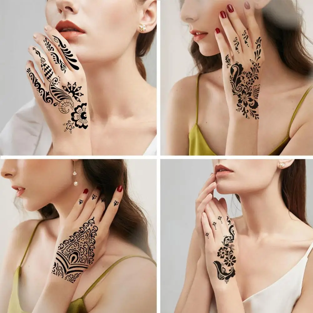 

Sheets India Henna Tattoo Stencil Set For Women Girls Tattoo Hand Body X Templates Temporary 10.5cm 20 Finger Paint H8J5