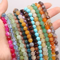 wholesale natural stone faceted austria beads lapis lazuli fluorite jasper for jewelry making necklace bracelets accessories