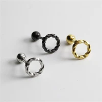 simple twisted rope chain geometric round stainless steel earrings mens womens titanium steel fashion earrings hip hop jewelry