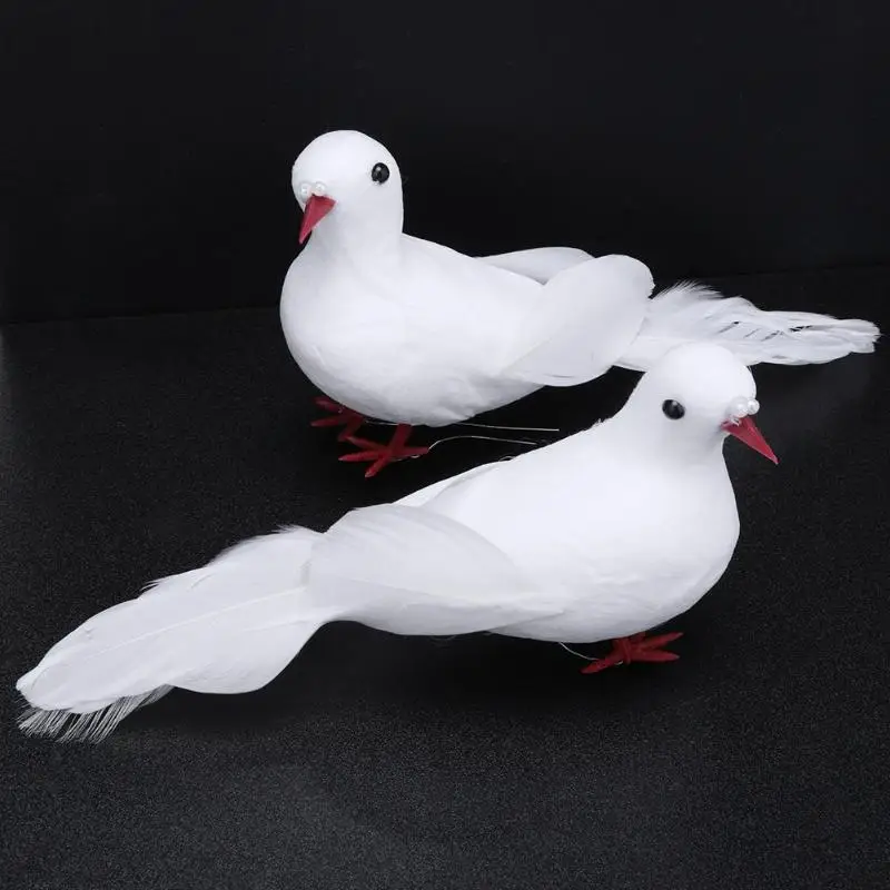 2 шт. белые голуби перья искусственная пена влюбленные мирные птичка для