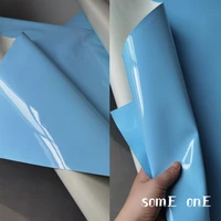 mirror pu patent leather cloth sky blue waterproof diy patches cosplay decor props coat bag dress clothes designer fabric
