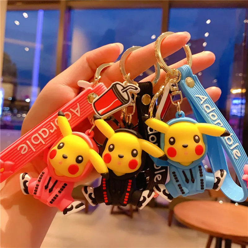 

Anime Genuine Pokemon Action Figure Pikachu Keychain Pokémon Keychain Model Car Keychain Pikachu Plush Toy Kids Gift