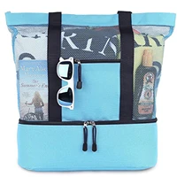 beach mesh tote insulated cooler bag compartment oversized zipper closed camping tote bag 2 layer bolso playa %d0%b2%d0%be%d0%b4%d0%be%d0%bd%d0%b5%d0%bf%d1%80%d0%be%d0%bd%d0%b8%d1%86%d0%b0%d0%b5%d0%bc%d1%8b