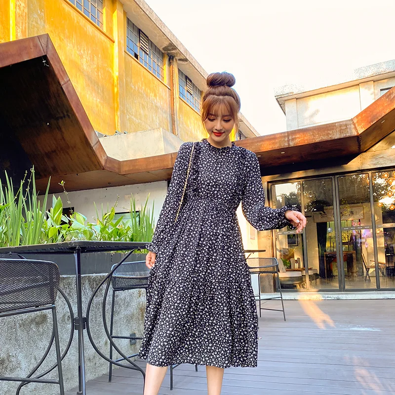 COIGARSAM шифоновое платье с оборками и принтом длинными рукавами новые весенние