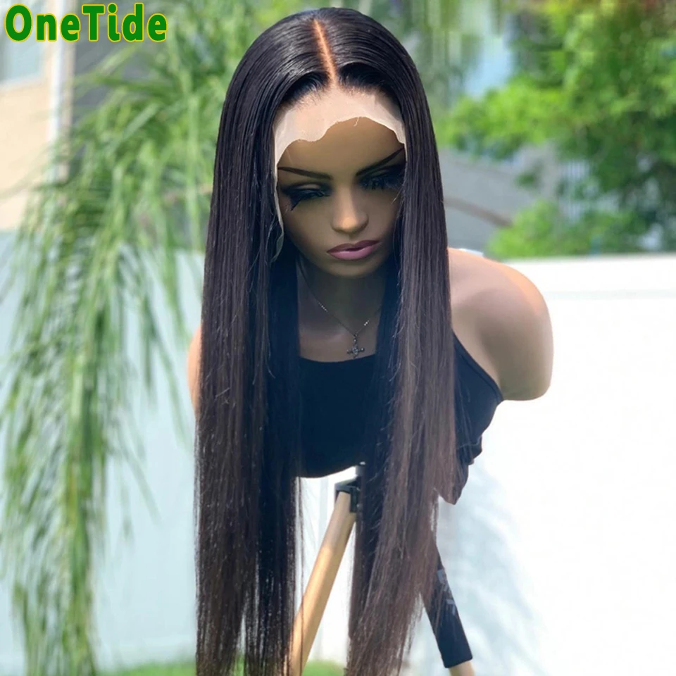 13x4x1 Bone Straight Lace Front Human Hair Wigs For Women Onetide Brazilian 30 Inch Pre plucked T Part Lace Frontal Closure Wig