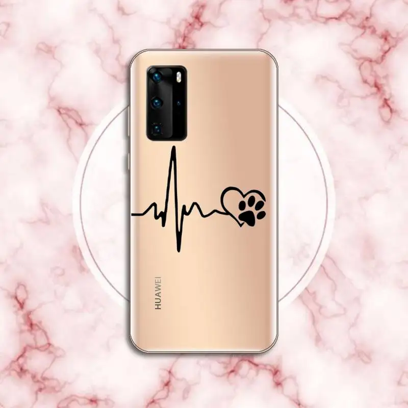 Heartbeat Chart Dog Paw Phone Case Transparent for Huawei honor nova c x 7 8 3 4 9 65g se v t play pro lite | Мобильные телефоны и