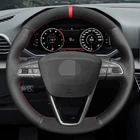 Чехлы рулевого колеса автомобиля DIY черная натуральная кожа замша для Seat Leon 5F Mk3 2013-2020 Ibiza 6J Tarraco Arona Ateca Alhambra