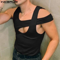 stylish mens comeforable loose solid hollow out sleeveless vests shirts sweat fancy male hot sale tank tops 2022 s 5xl incerun