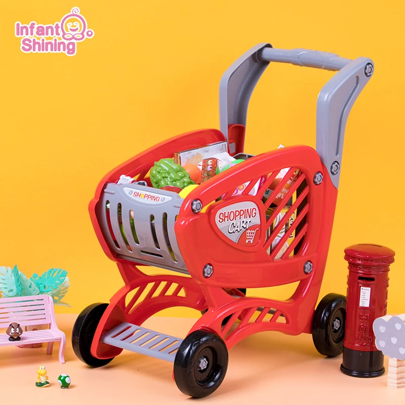 Детская сияющая корзина для покупок игрушка супермаркета головоломка