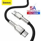 Кабель Baseus USB Type-C, 100 Вт, для Samsung S20, S10, Xiaomi Redmi Note 10 Pro, Macbook
