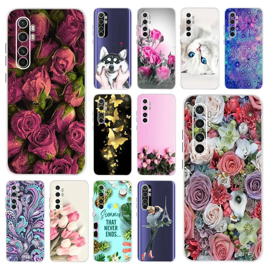 Силиконовый чехол для Xiaomi Mi Note 10 Lite Модный мягкий чехол-накладка с цветочным