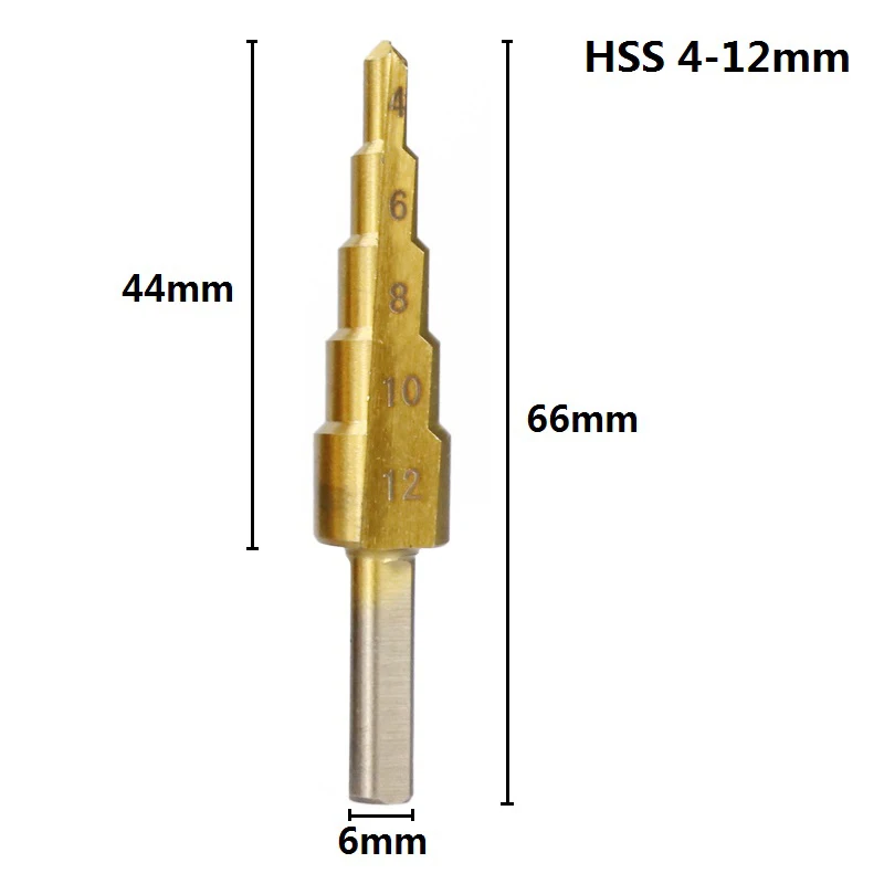 1pc 4-12mm Метрические спиральные флейта пагода Форма дыра резак 4-12/20/32mm HSS Сталь конус сверла по металлу комплект ступенчатая Буровая головка бура с Кернер древесины фрезы - Цвет: 1pc 4-12mm