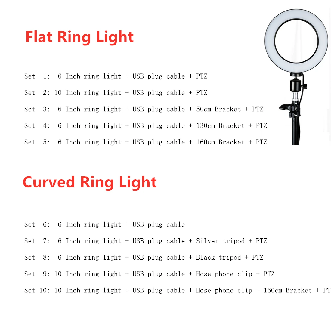 Светодиодный кольцевой светильник с регулируемой яркостью селфи заполняющий 6