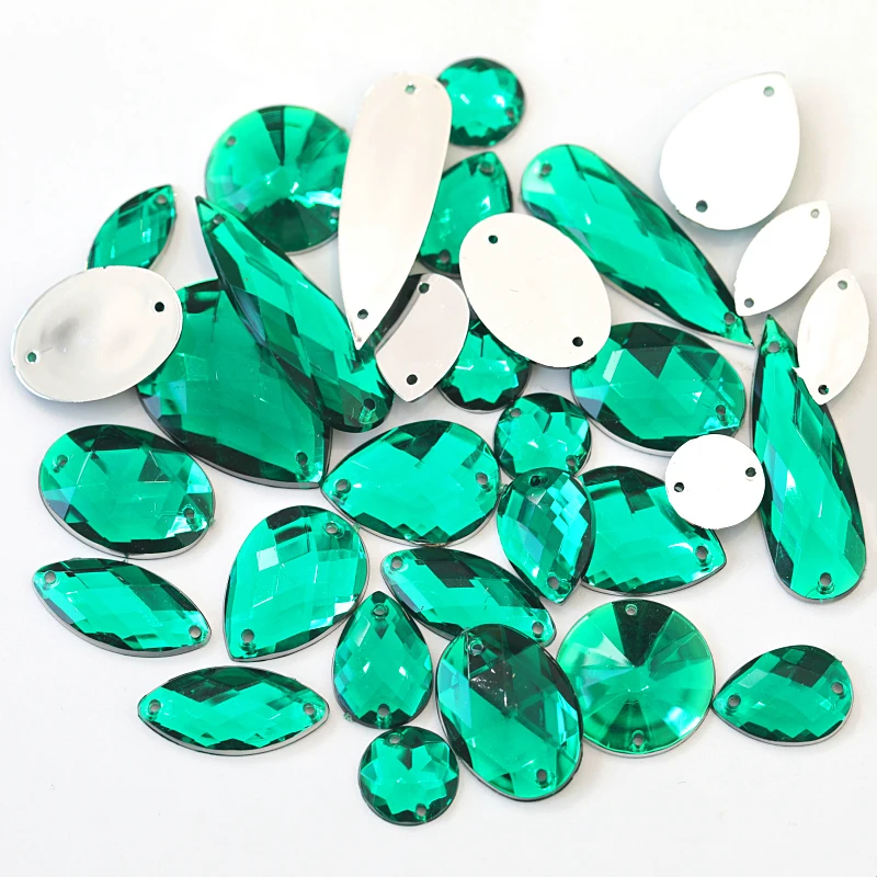 100 шт./пакет различные размеры формы много цветов акриловые пришивные стразы с