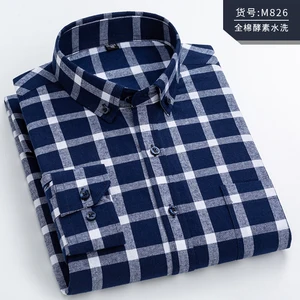 Рубашка Мужская Фланелевая с длинными рукавами, размера плюс в клетку, полностью хлопковая, для полных мужчин, 5XL 6XL 7XL 8XL, 100%