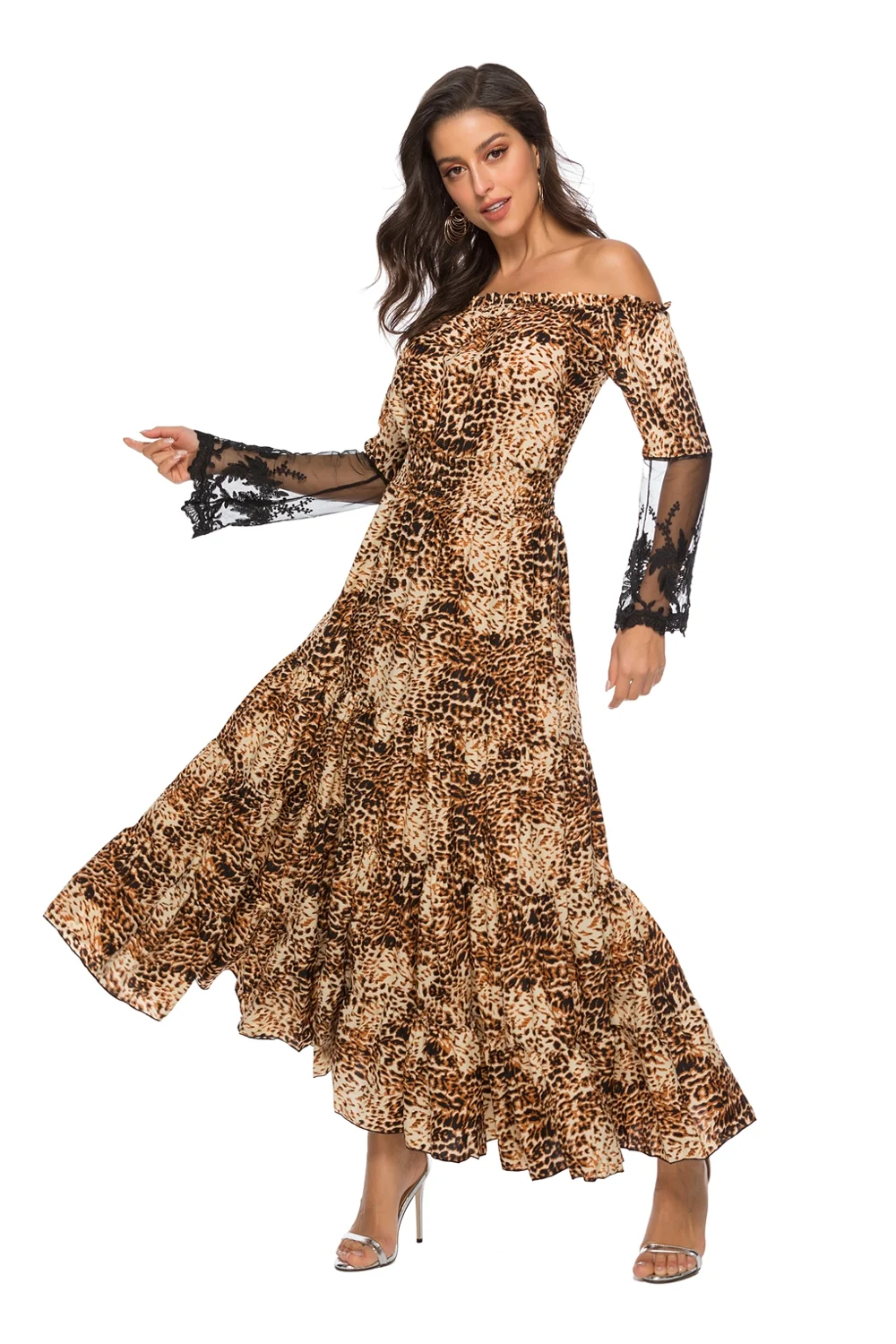 Женское кружевное вечернее платье смокинг с открытыми плечами и коротким