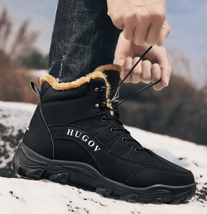 

Winter Plush Men Bota 2020 Walking Snow Ankle Boots Non-Slip Casual Sneakers Work Outdoor Running Fur Keep Warm Thick Footwear