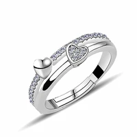 fashion 925 silver jewelry ring accessories with zircon gemstone heart shape finger rings for women wedding party promise gifts