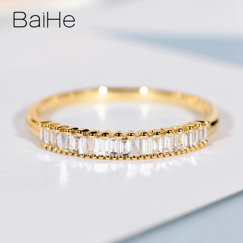 BAIHE однотонное 14K желтое золото 0.2CT H/SI натуральные бриллианты помолвка для женщин
