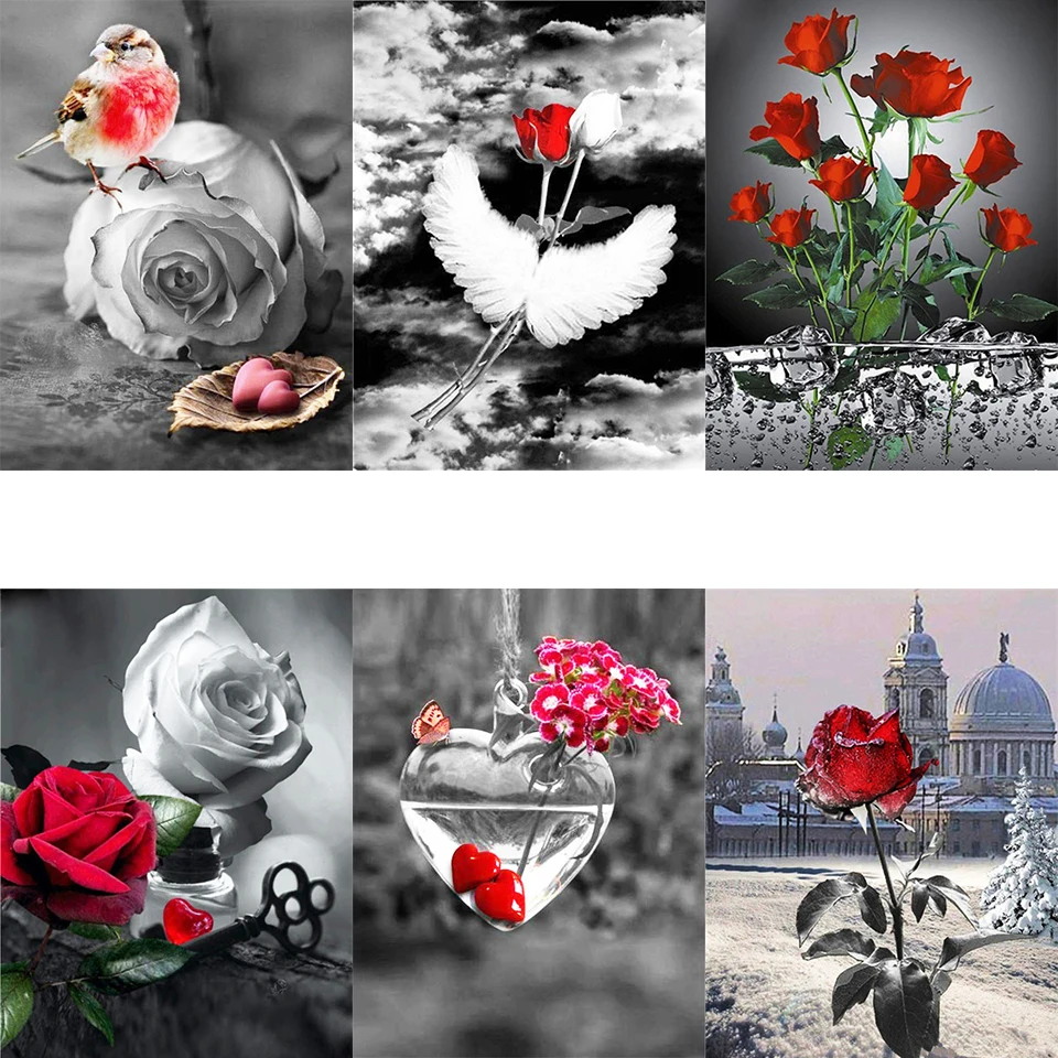 

CROSS lang Picture By Numbers Kits Flowers Rose Drawing On Canvas HandPainted Coloring Kits Art Gift DIY Oil Painting Home Decor