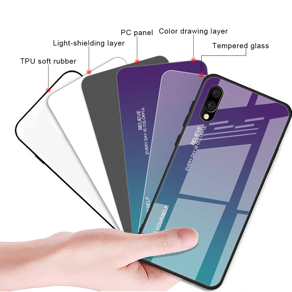 Градиентный чехол из закаленного стекла для samsung Galaxy M10 M20 M30 M40 роскошный