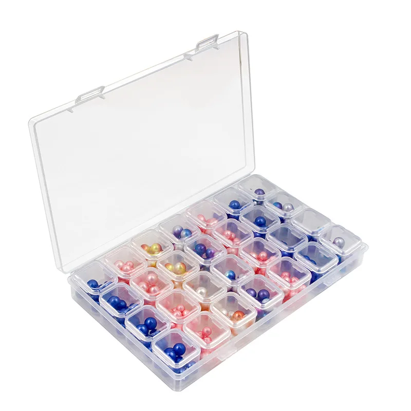

28/56 Grid 5d Diamond Painting Accessories Storage Box Diamond Painting Square Drill Storage Box Transparent Container Tool