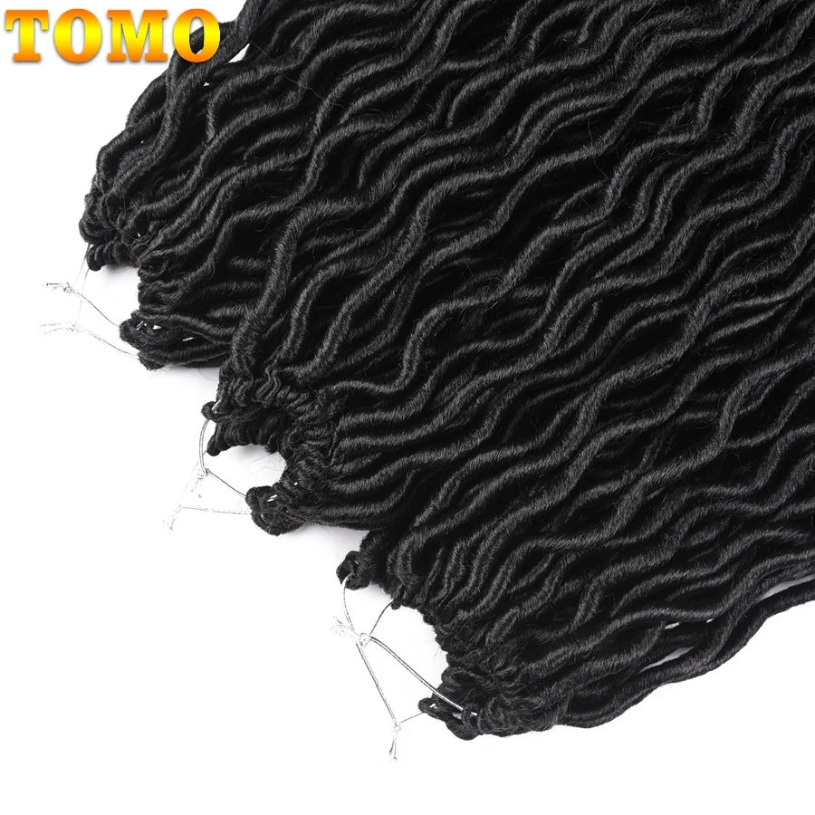 TOMO Faux locs CURLY, вязанные крючком волосы, 20 дюймов, 24 корня, Омбре, синтетические плетеные волосы для наращивания, бордовые, черные, красные, коричневые