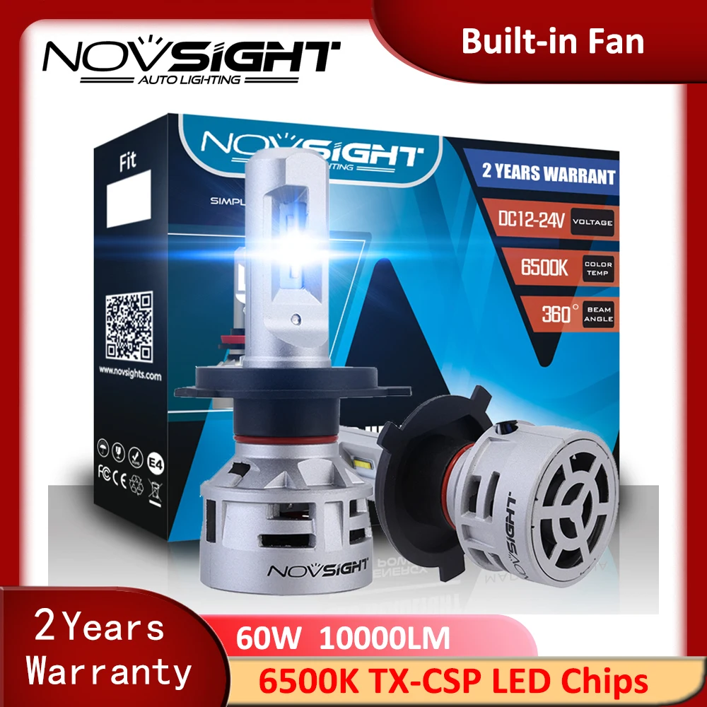 NOVSIGHT H4/HB2/9003 Hi/Lo луч светодиодный H7 H11 9005 9006 HB3 HB4 Автомобильный фары 6500K 60W налобный