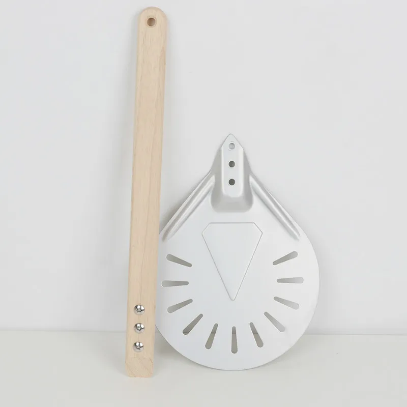 

7 8 9 inch Perforated Pizza Turning Peel Pizza Shovel Aluminum wooden handle Pizza Peel Paddle Short Pizza Tool Non Slip Handle