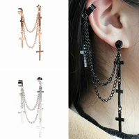 fashion crosses pendent clip earring for women girls cool punk style chains tassel ear wrap cuff earrings