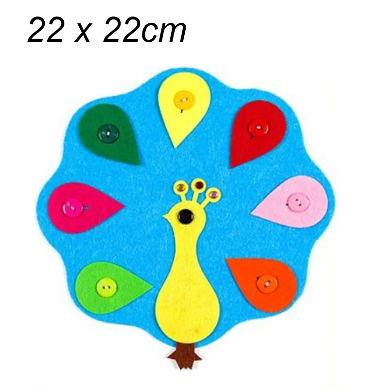 Peacock Ручная молния Кнопка обучения детский сад Руководство Diy ткань Развивающие Игрушки для раннего обучения Монтессори обучения математике игрушки - Цвет: Peacock