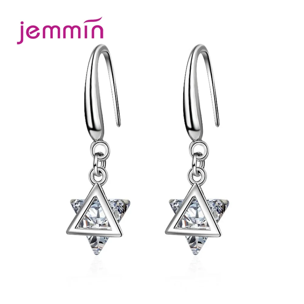 

Korean Fashion Earrings for Ladies Female Sparkling Triangle Cut AAA Cubic Zircon 925 Sterling Silver Ear Brincos Decoration