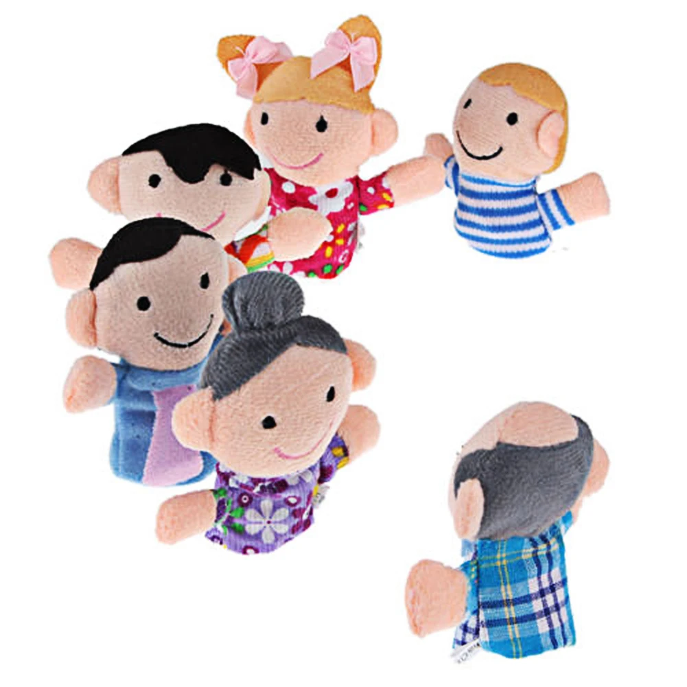 6pcs/lot Family Finger Puppets Set Mini Plush Baby Toy Kids Educational Story Hand Puppet Cloth Doll Toys | Игрушки и хобби