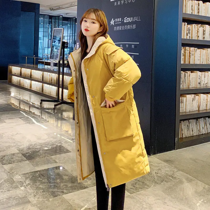 

Knee down cotton padded jacket women's middle long cotton padded jacket winter new hooded thickened warm cotton padded jacket