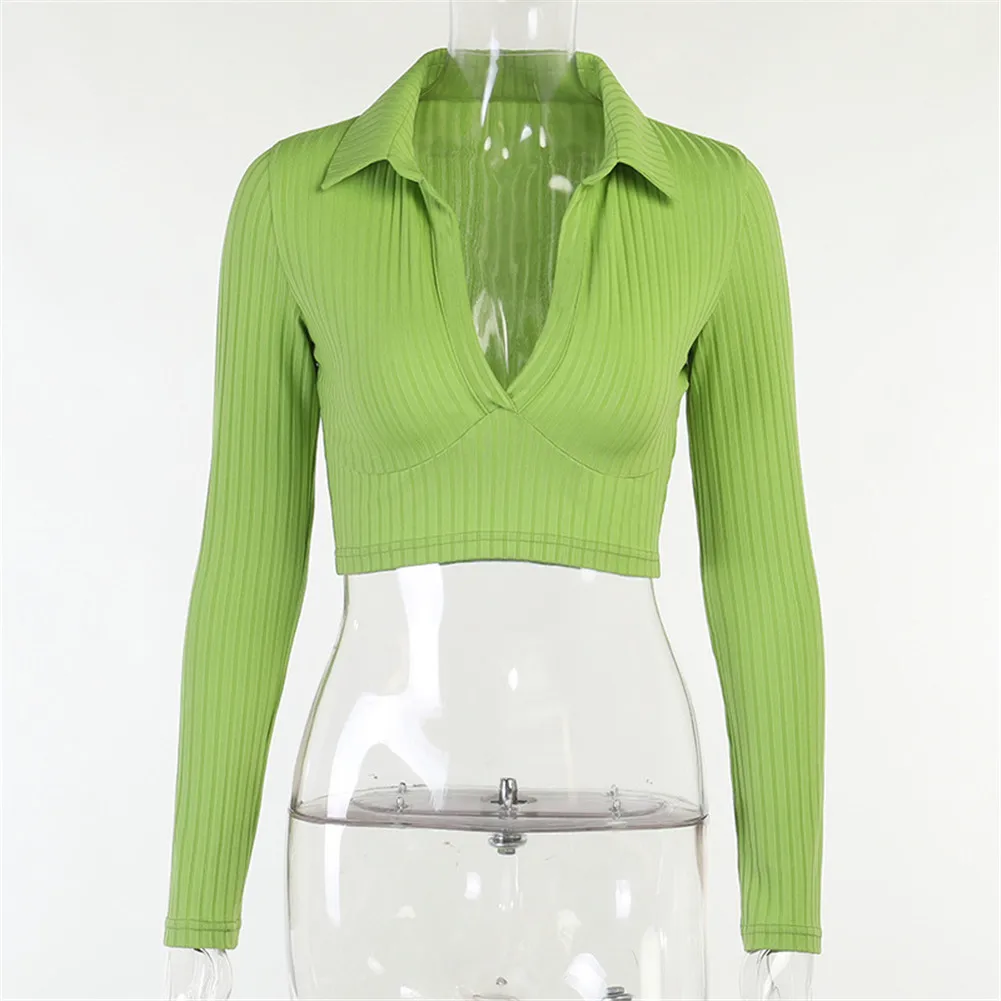 Женский трикотажный свитер с V-образным вырезом ярких цветов | Женская одежда