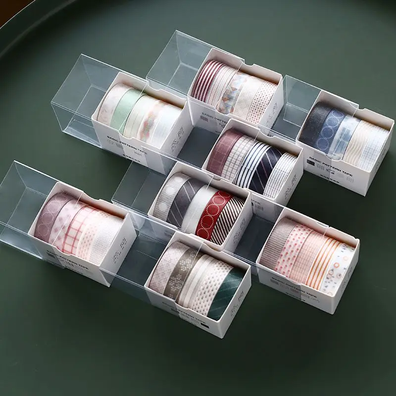 

5pcs/lot Cute Japanese Stationery Grid Stripe Fall Masking Washi Tape New Adhesive Tape Masking Tape