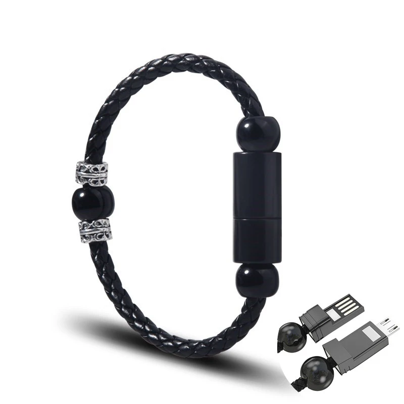 Автомобильный кожаный браслет зарядный кабель наружный портативный USB зарядное