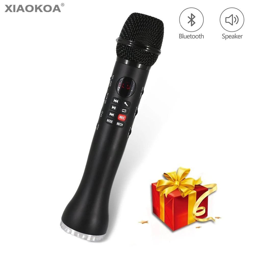 Профессиональный караоке микрофон 3 в 1 запись беспроводной динамик с Bluetooth для телефона для Ipad конденсаторный микрофон XIAOKOA - Цвет: NO TF CARD