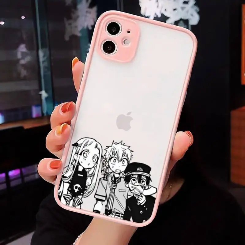 

Hanako kun Phone Case For iPhone 12 11 Mini Pro XR XS Max 7 8 Plus X Matte transparent Pink Back Cover