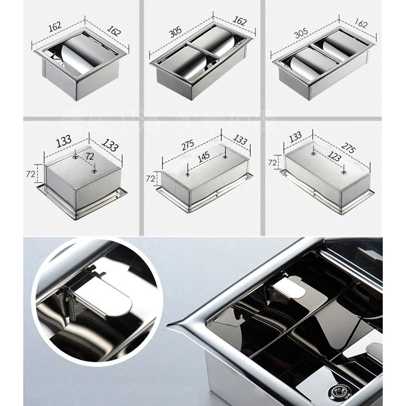 304 полированный настенный Встроенный держатель туалетной бумаги из нержавеющей