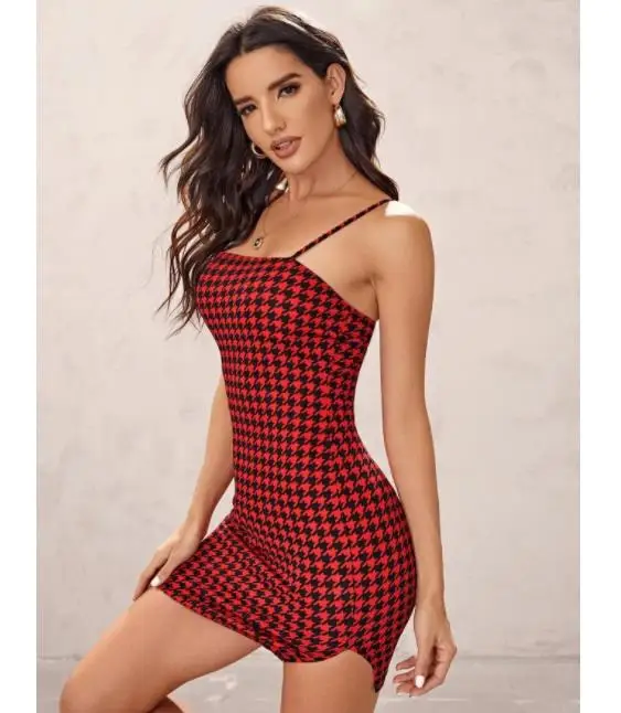 

Retro Plaid Sexy Spaghetti Strap Bodycon Mini Dresses Women Casual Party Short Fashion Backless Short Dresses Vestido