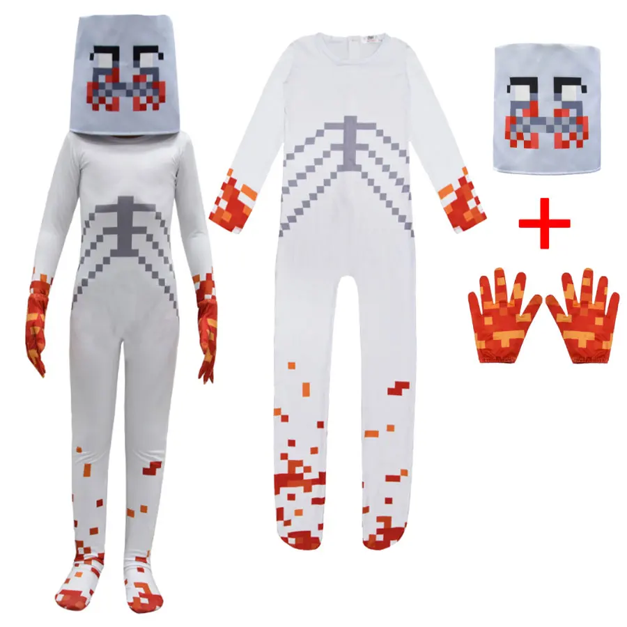 

2021 halloween horror game siren head play overalls children SCP096 siren head one-piece suit + mask + gloves set