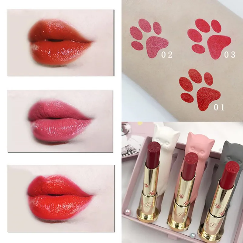 3 шт./компл. губная помада для кошек набор макияжа водостойкая долговечная
