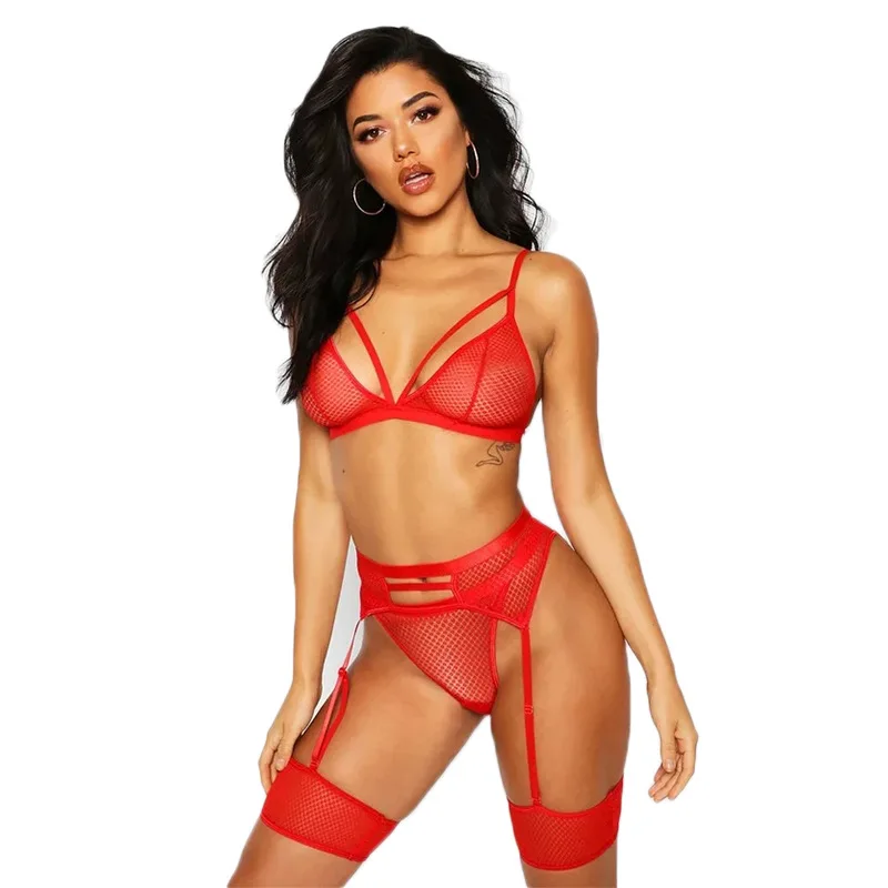 

3pcs/set women intimates sexo sheer lace bra+ garter belt+Gstring thong sexy lingerie erotic hot