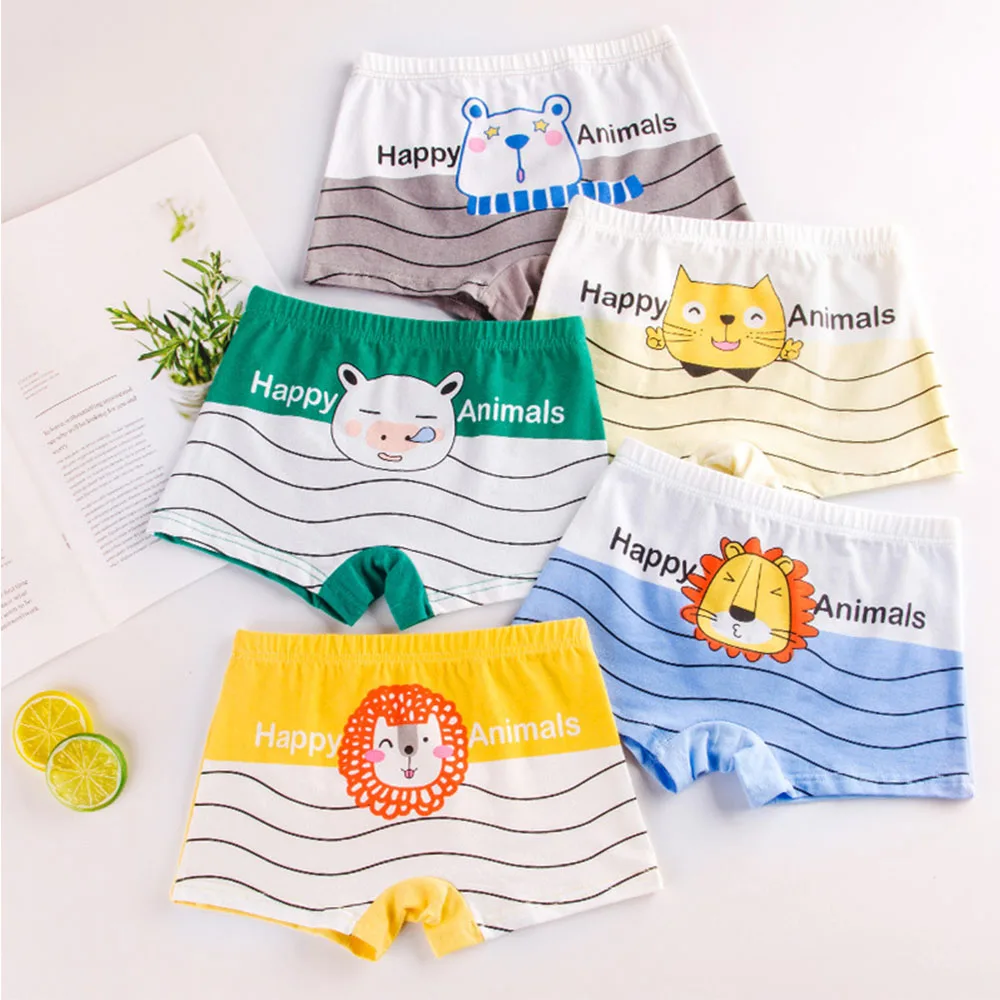 Children's Underwear for Kids Cartoon Shorts Soft Cotton Underpants Boys Panties Car Pattern 4/5Pcs/Lot