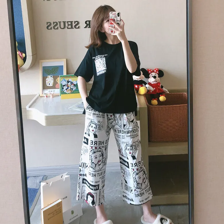 Пижама женская из мягкого хлопка в черно-белую клетку | Женская одежда